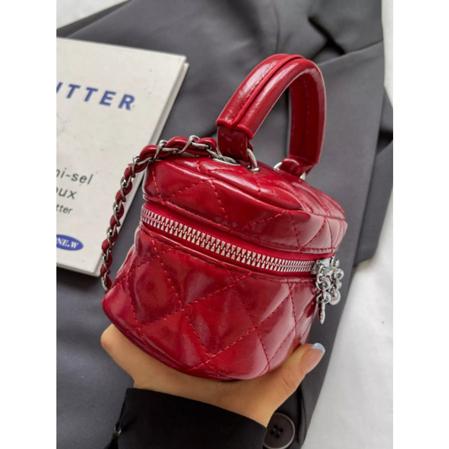 Quilted Pattern Crossbody Bag Wine Red / One Size Apparel and Accessories