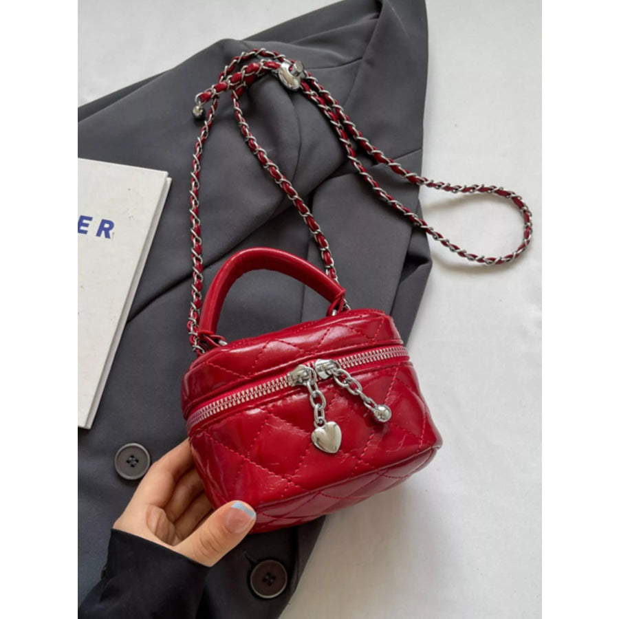 Quilted Pattern Crossbody Bag Wine Red / One Size Apparel and Accessories