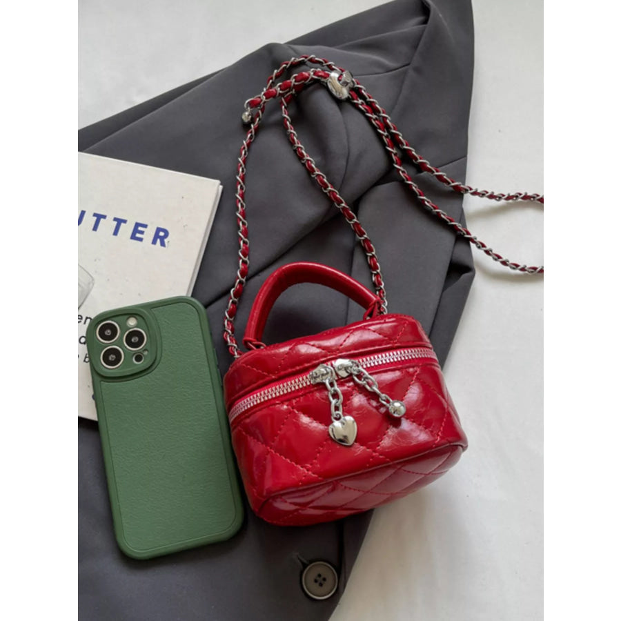 Quilted Pattern Crossbody Bag Wine Red / One Size Apparel and Accessories