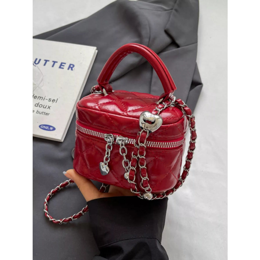 Quilted Pattern Crossbody Bag Wine Red / One Size Apparel and Accessories