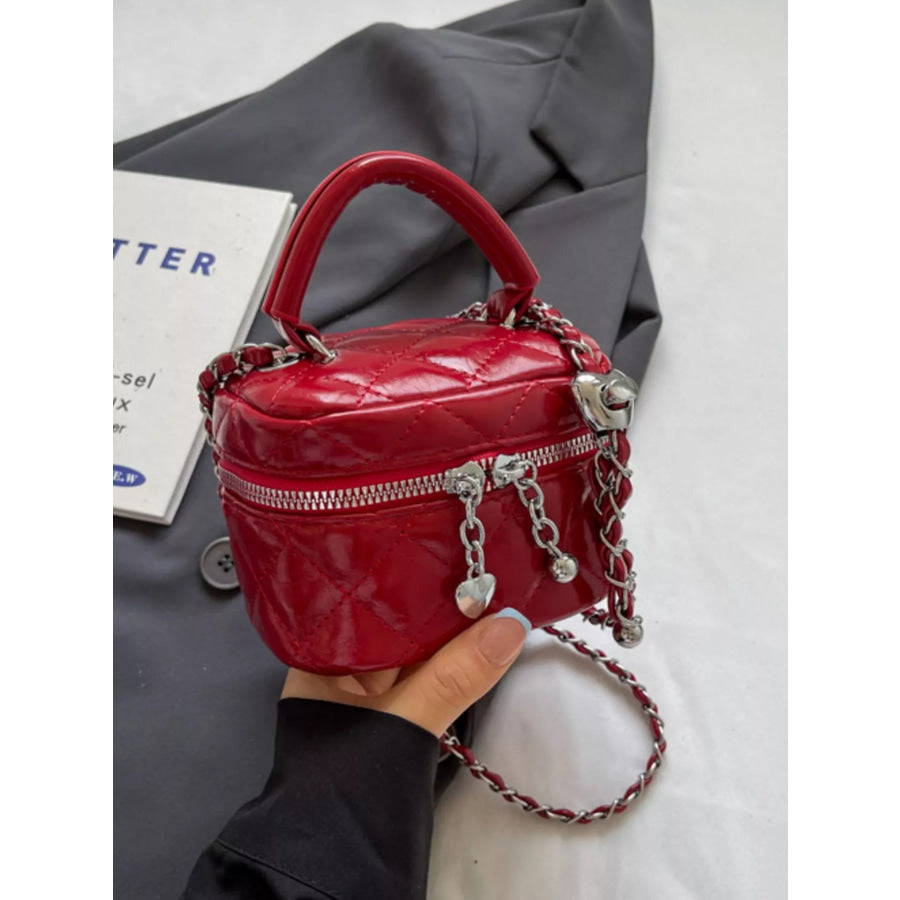 Quilted Pattern Crossbody Bag Wine Red / One Size Apparel and Accessories