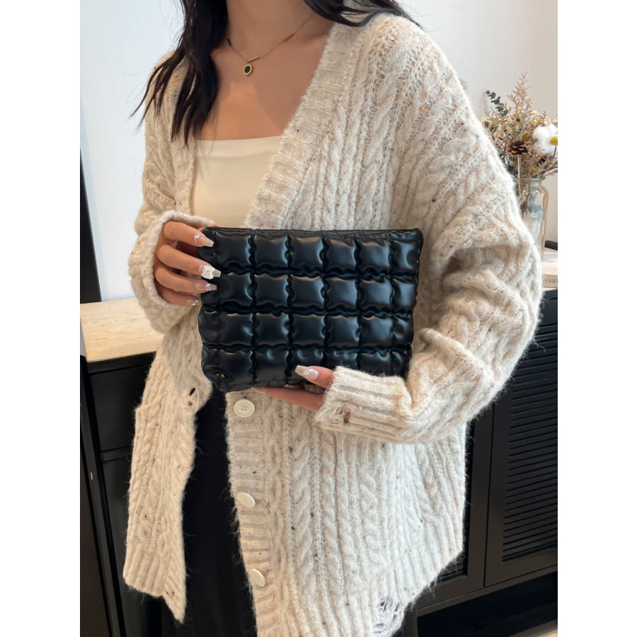 Quilted Plaid Clutch with Zipper Apparel and Accessories