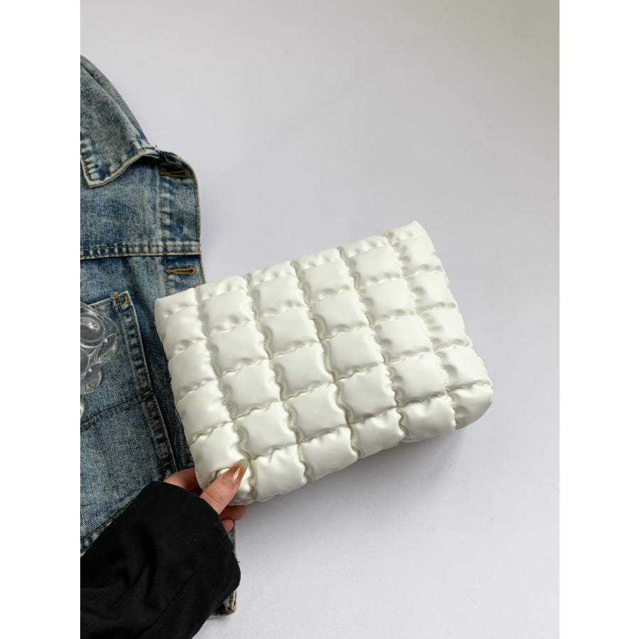 Quilted Plaid Clutch with Zipper Apparel and Accessories