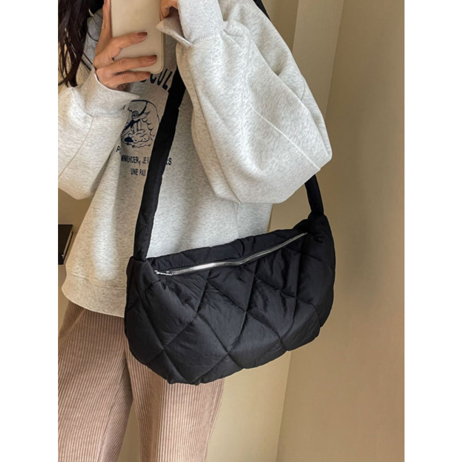 Quilted Polyester Crossbody Bag Apparel and Accessories