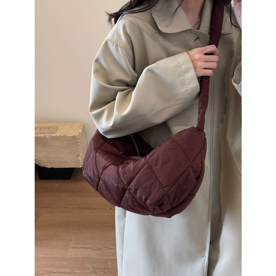 Quilted Polyester Crossbody Bag Apparel and Accessories