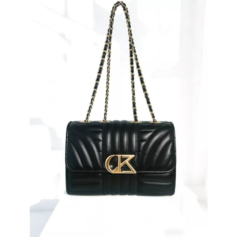 Quilted PU Leather Shoulder Bag Black / onesize Apparel and Accessories