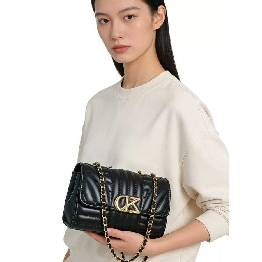 Quilted PU Leather Shoulder Bag Black / onesize Apparel and Accessories