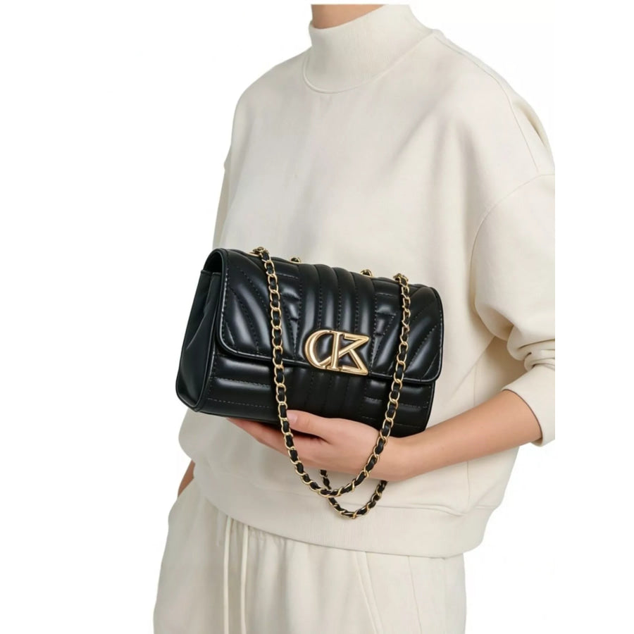 Quilted PU Leather Shoulder Bag Black / onesize Apparel and Accessories