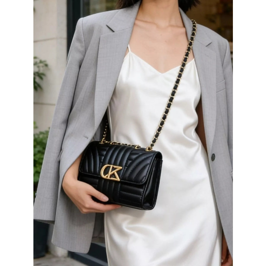 Quilted PU Leather Shoulder Bag Black / onesize Apparel and Accessories