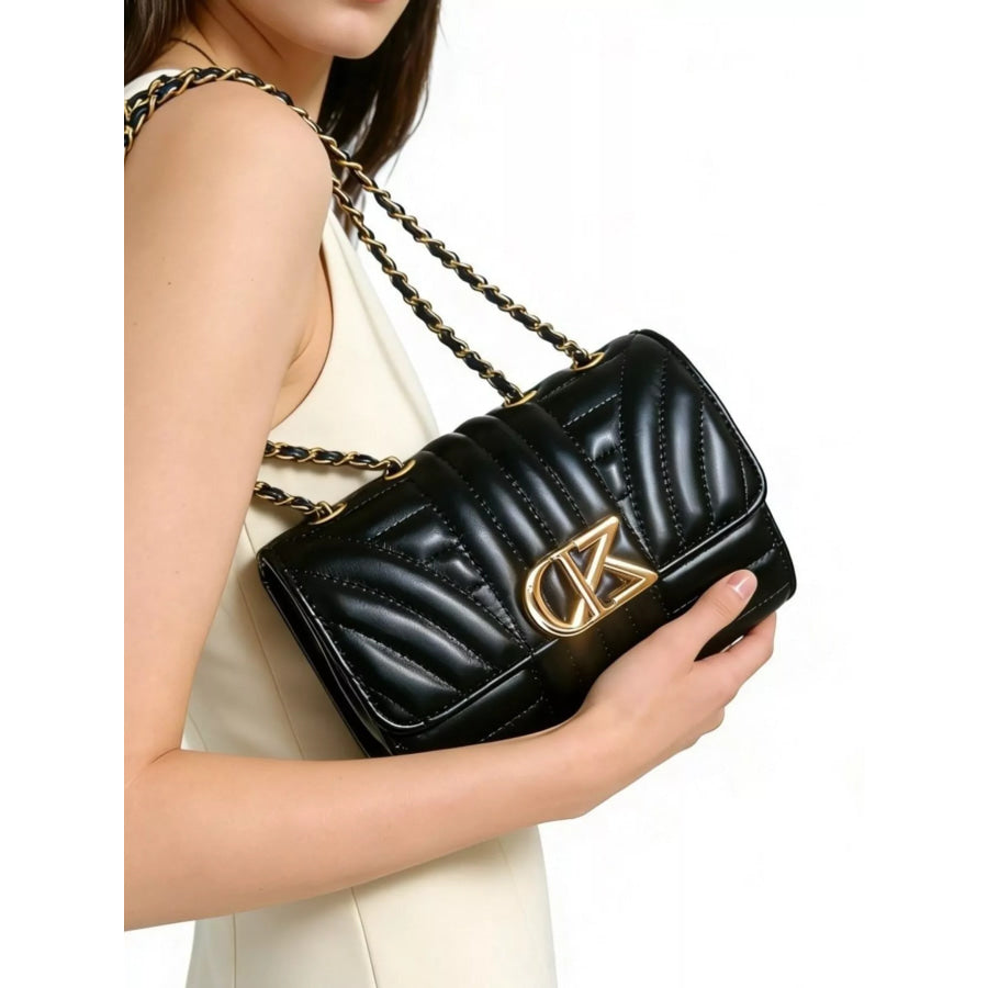 Quilted PU Leather Shoulder Bag Black / onesize Apparel and Accessories