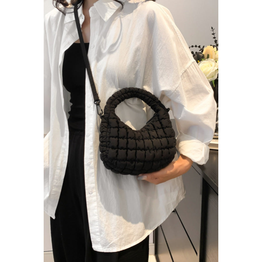 Quilted Puffy Removable Strap Crossbody Bag Apparel and Accessories