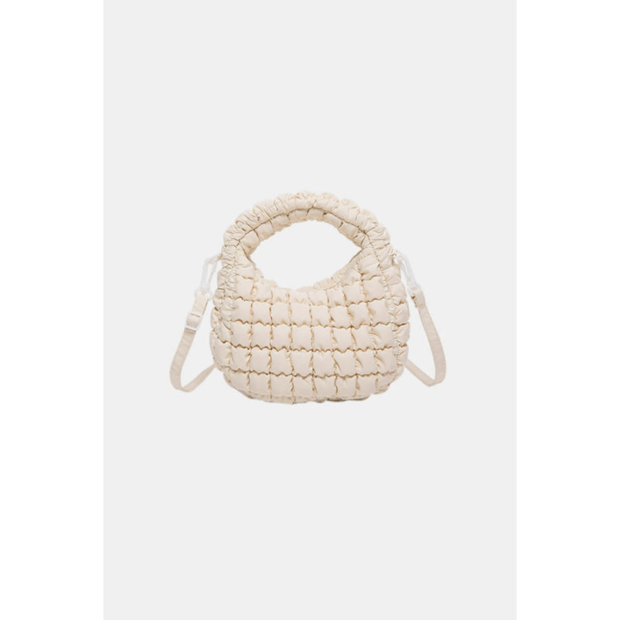 Quilted Puffy Removable Strap Crossbody Bag Ivory / One Size Apparel and Accessories