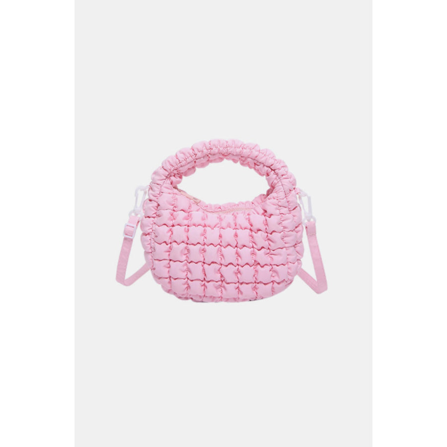 Quilted Puffy Removable Strap Crossbody Bag Pink / One Size Apparel and Accessories