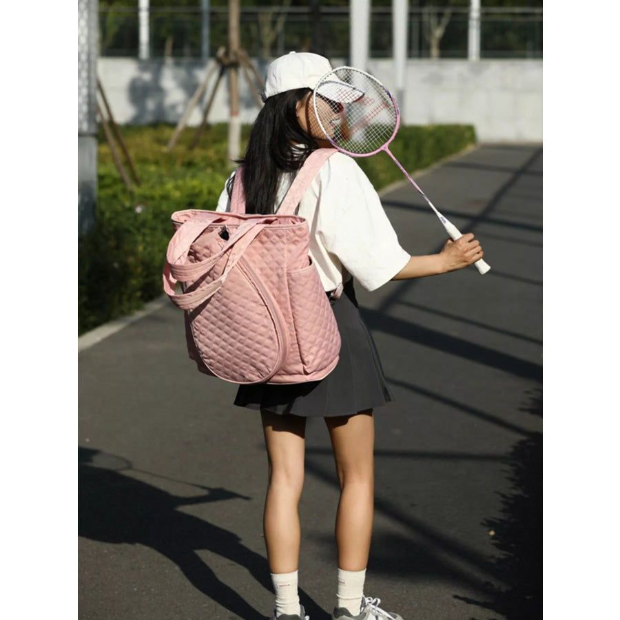 Quilted Racket Backpack Bag Pink / One Size Apparel and Accessories