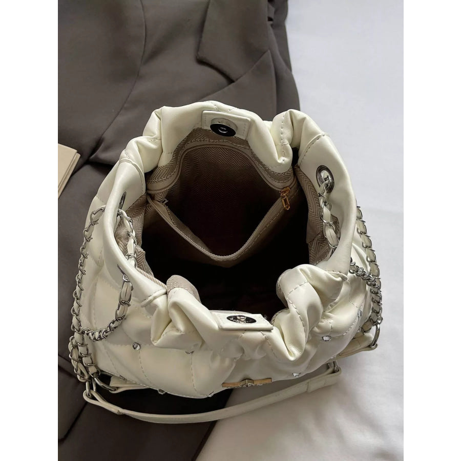 Quilted Rhinestone Star Decor Shoulder Bag Apparel and Accessories