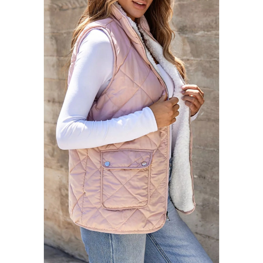 Quilted Sherpa-Lined Vest Coat Apparel and Accessories