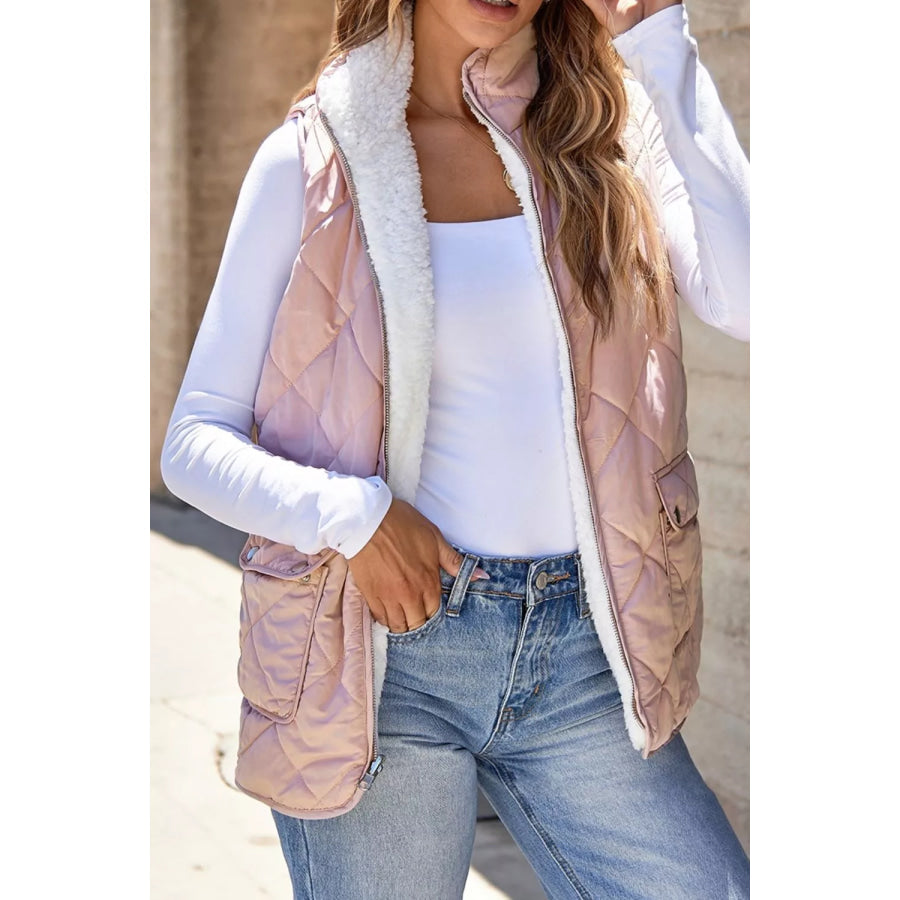 Quilted Sherpa-Lined Vest Coat Apparel and Accessories