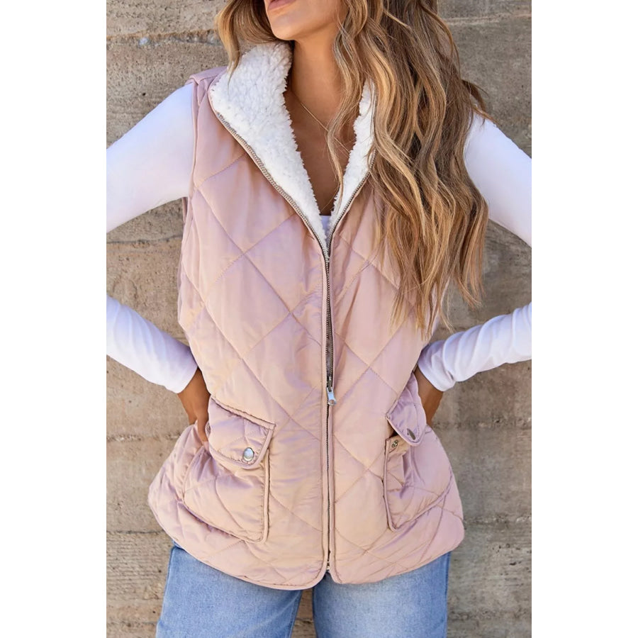 Quilted Sherpa-Lined Vest Coat Apparel and Accessories