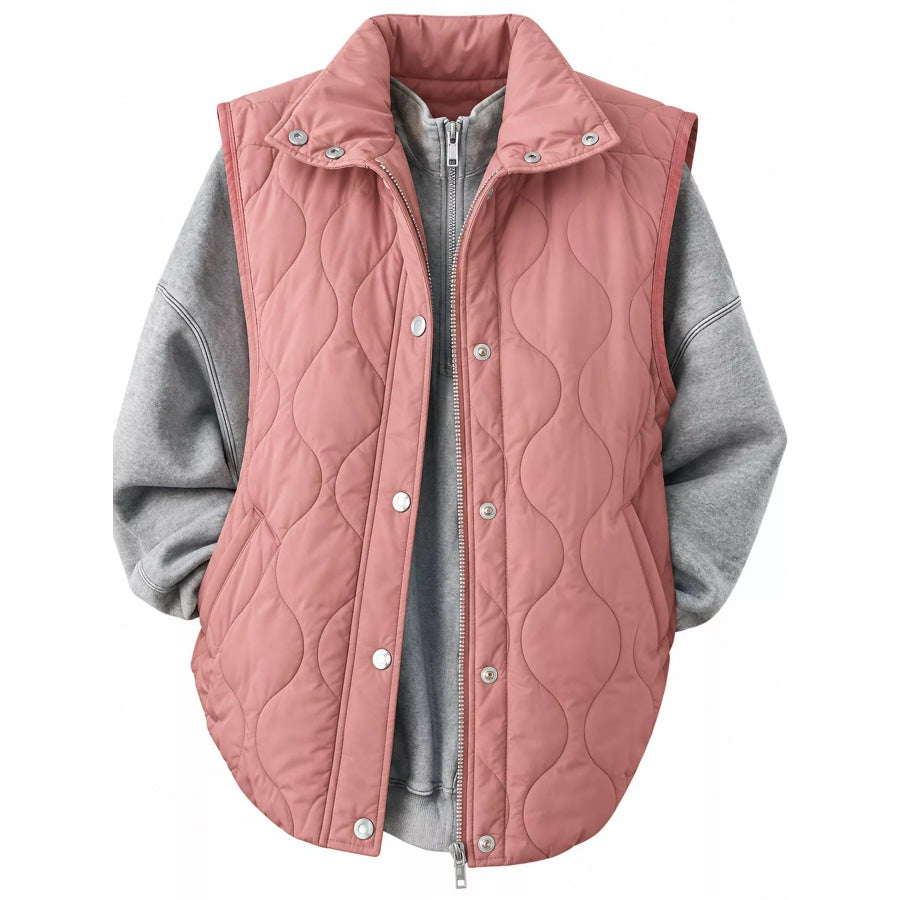 Quilted Snap Button Vest Coat Apparel and Accessories