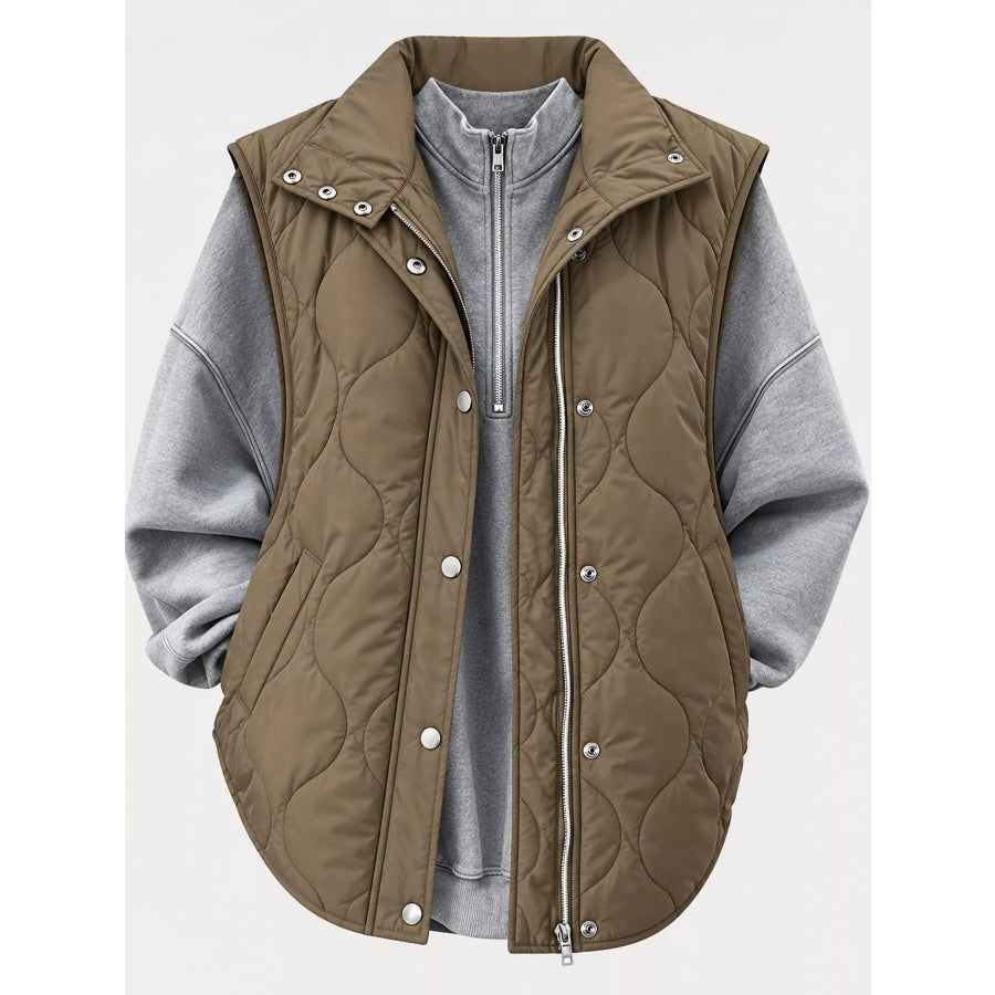 Quilted Snap Button Vest Coat Apparel and Accessories