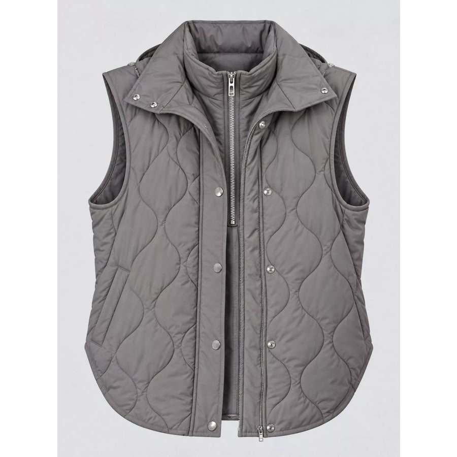 Quilted Snap Button Vest Coat Apparel and Accessories
