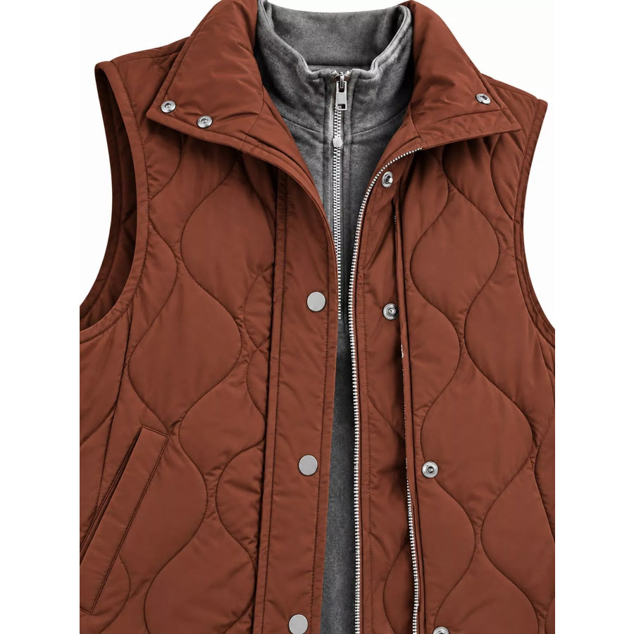 Quilted Snap Button Vest Coat Apparel and Accessories