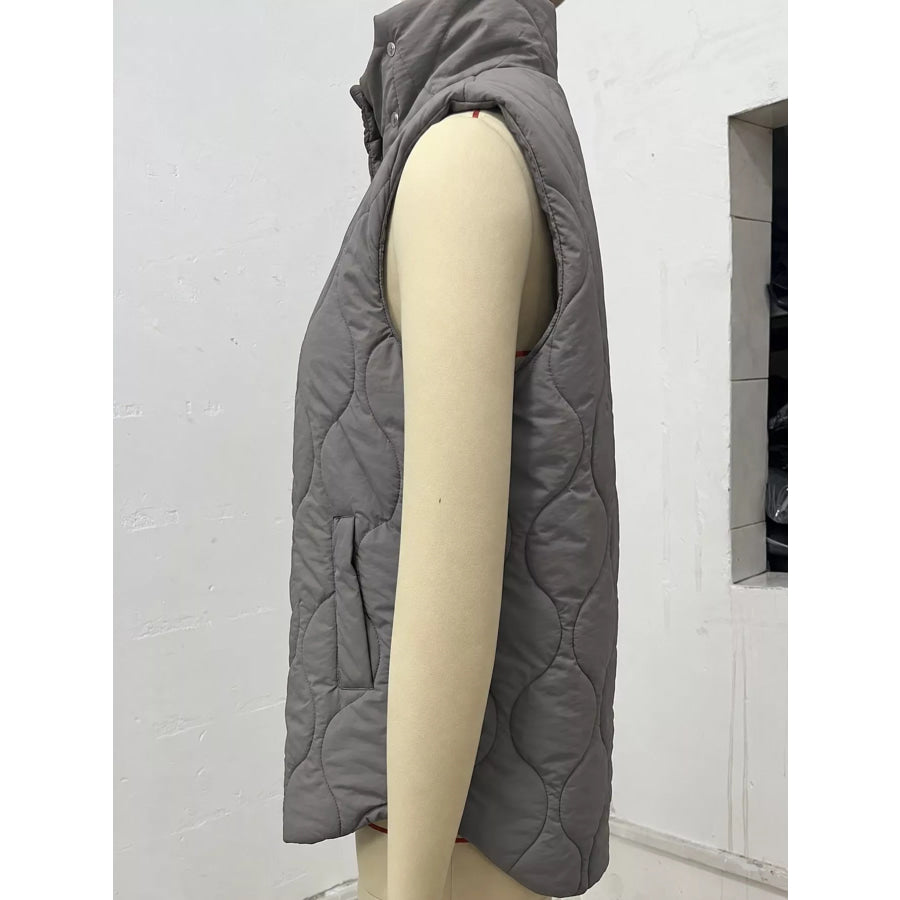Quilted Snap Button Vest Coat Apparel and Accessories