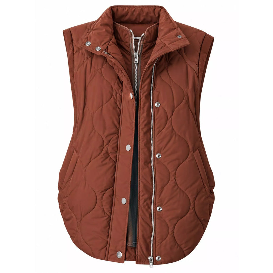 Quilted Snap Button Vest Coat Apparel and Accessories