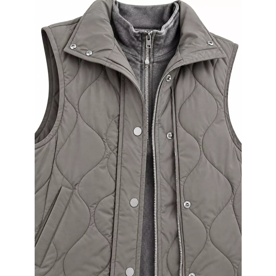 Quilted Snap Button Vest Coat Apparel and Accessories