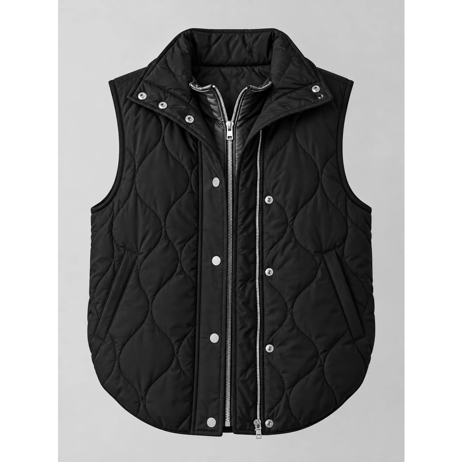 Quilted Snap Button Vest Coat Apparel and Accessories