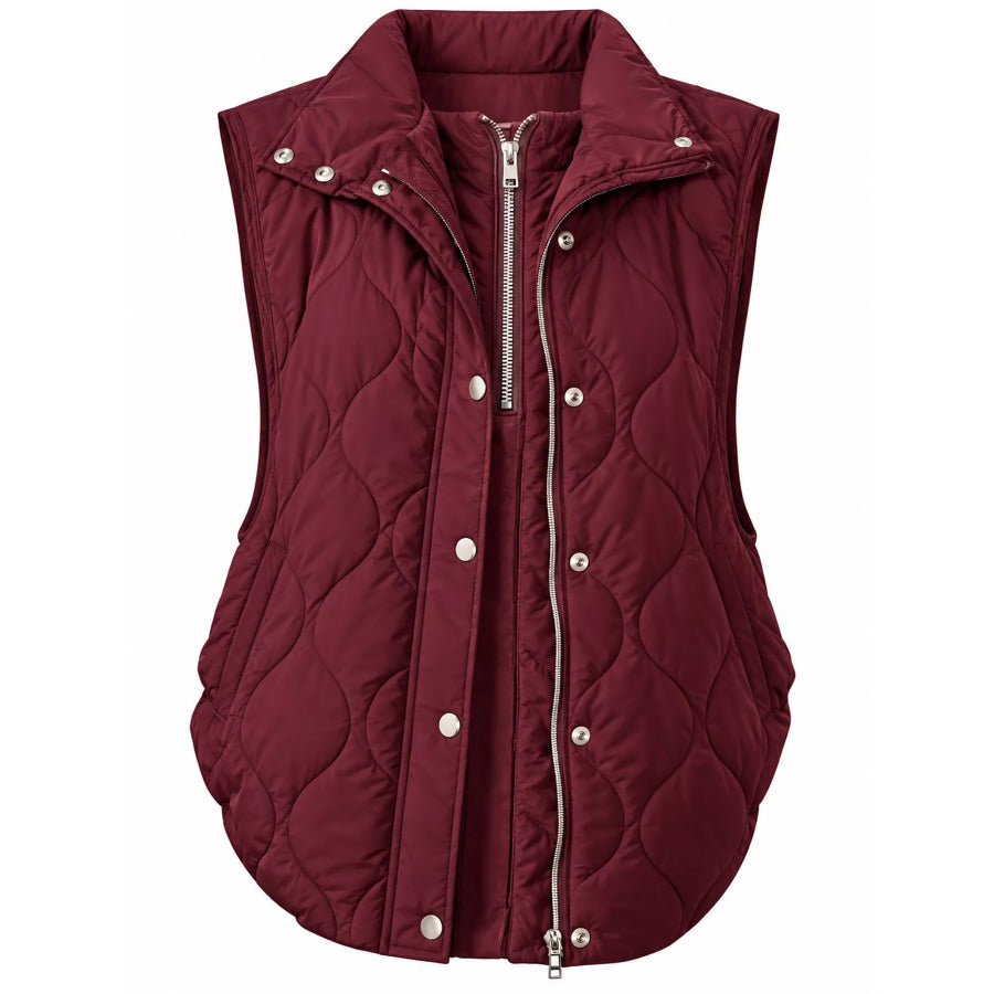 Quilted Snap Button Vest Coat Apparel and Accessories