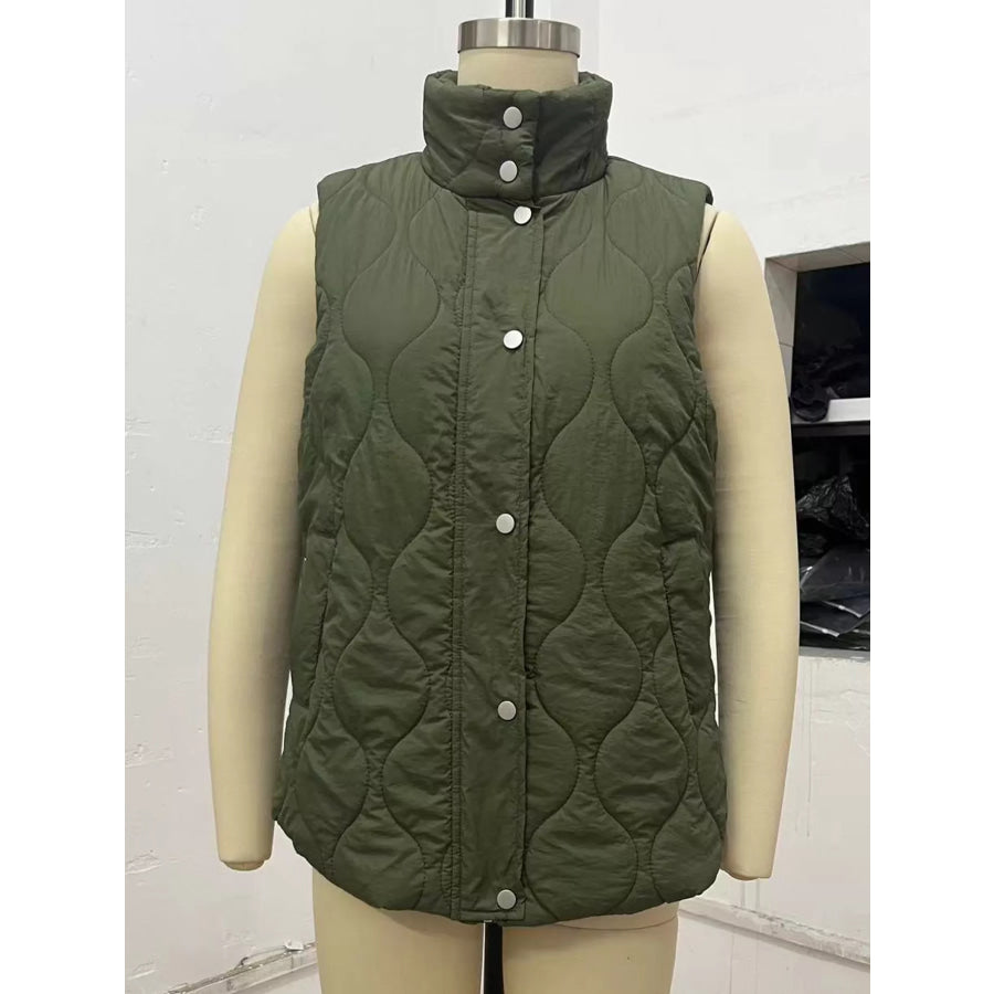Quilted Snap Button Vest Coat Apparel and Accessories