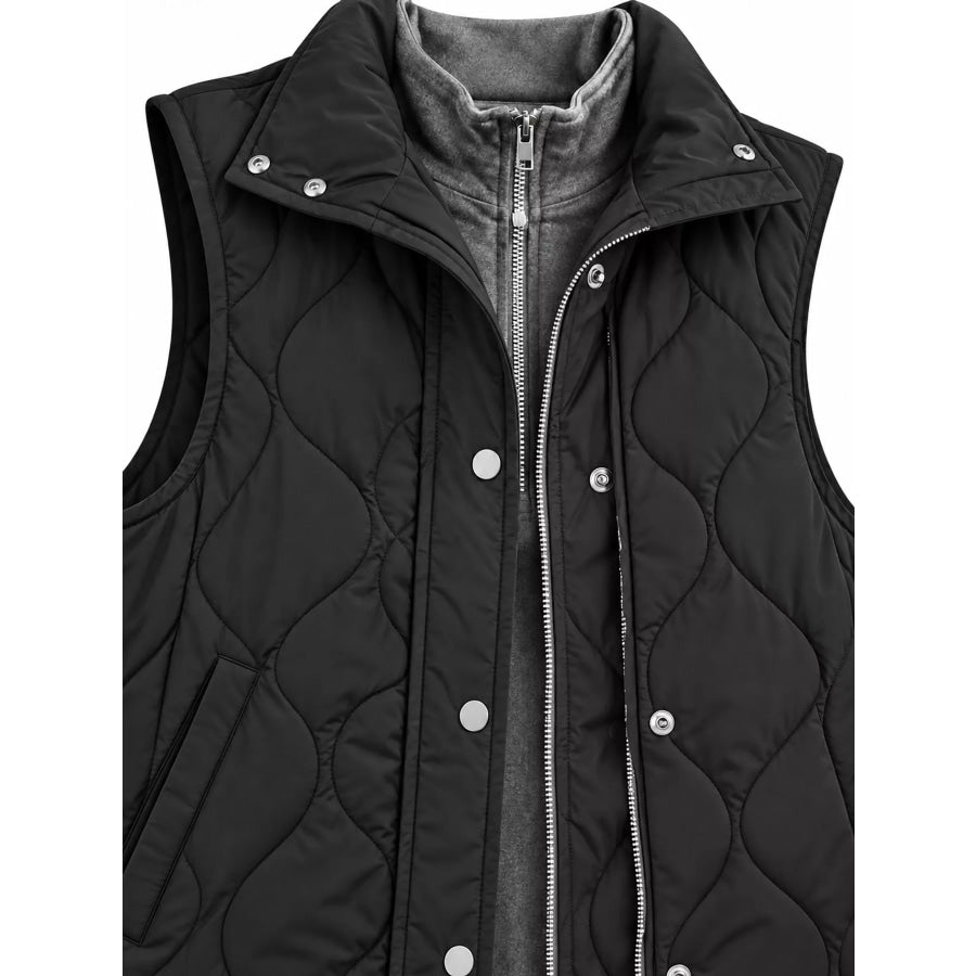 Quilted Snap Button Vest Coat Apparel and Accessories