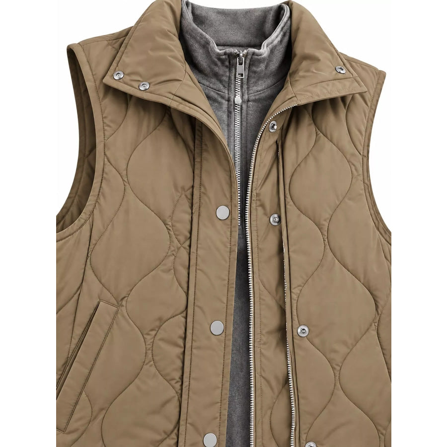 Quilted Snap Button Vest Coat Apparel and Accessories