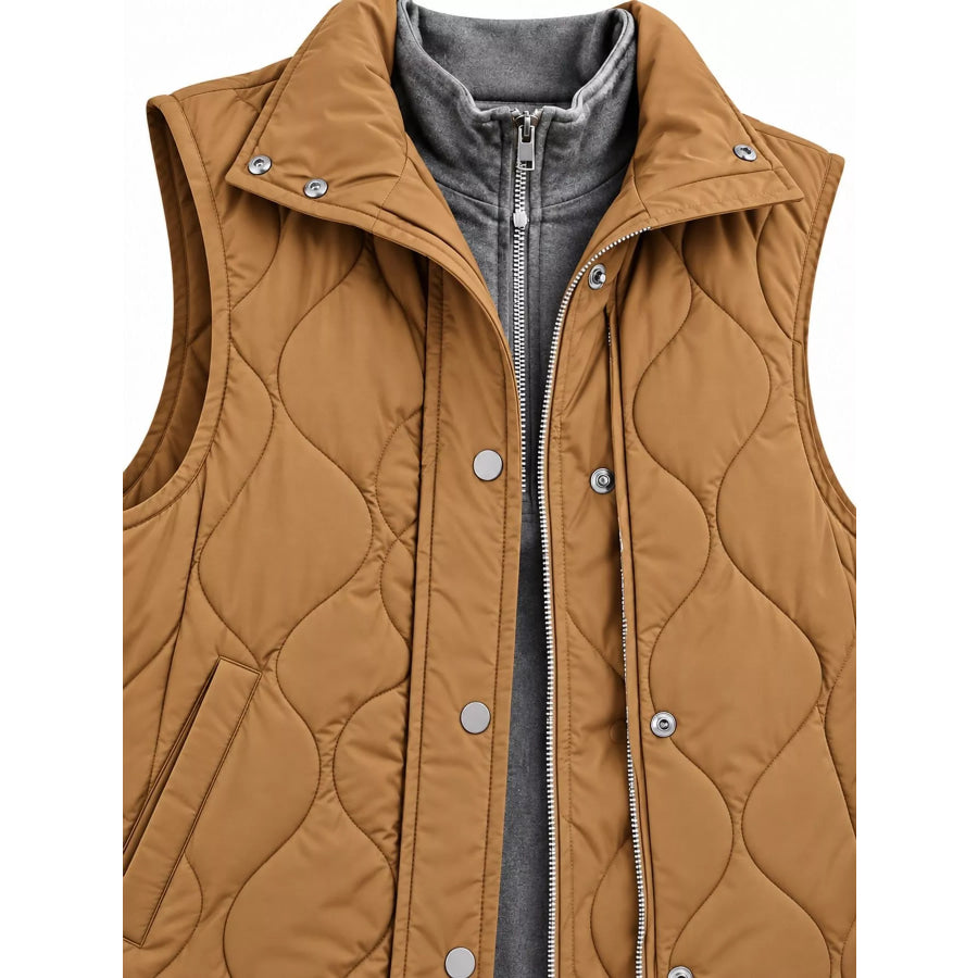 Quilted Snap Button Vest Coat Apparel and Accessories