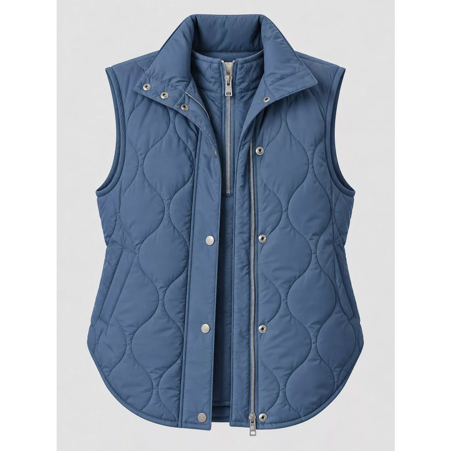 Quilted Snap Button Vest Coat Apparel and Accessories