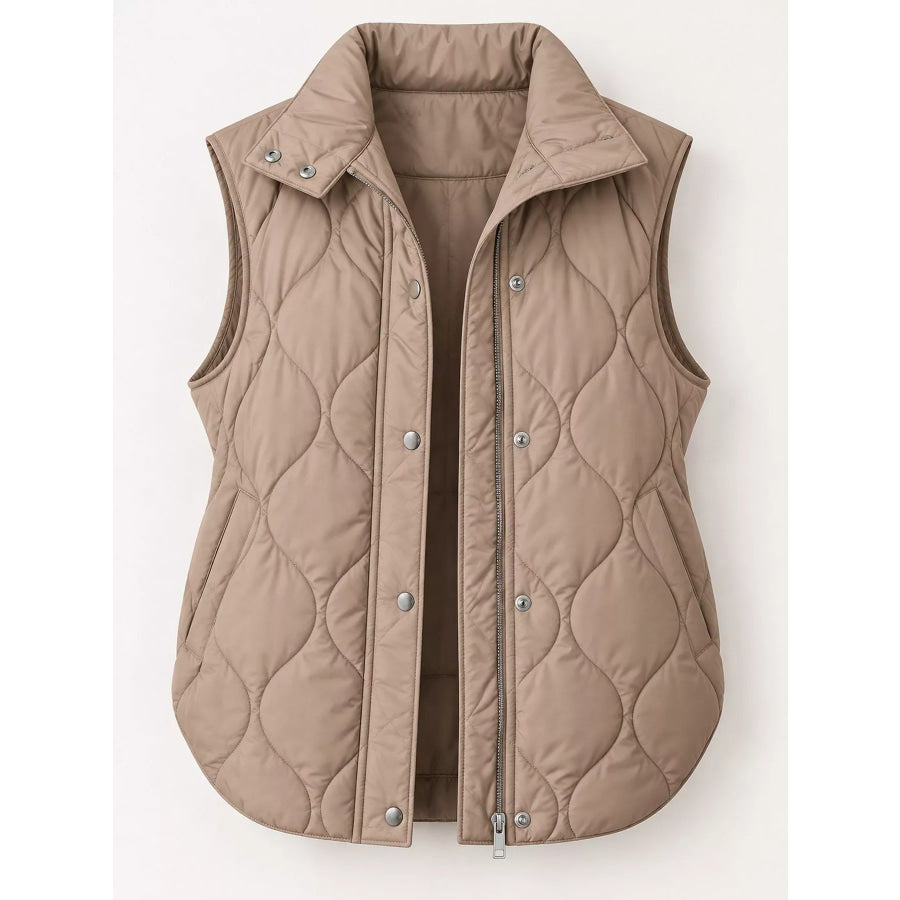 Quilted Snap Button Vest Coat Apparel and Accessories