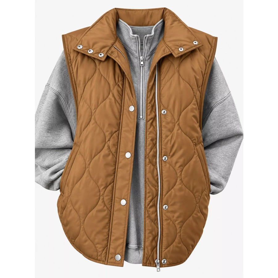 Quilted Snap Button Vest Coat Apparel and Accessories
