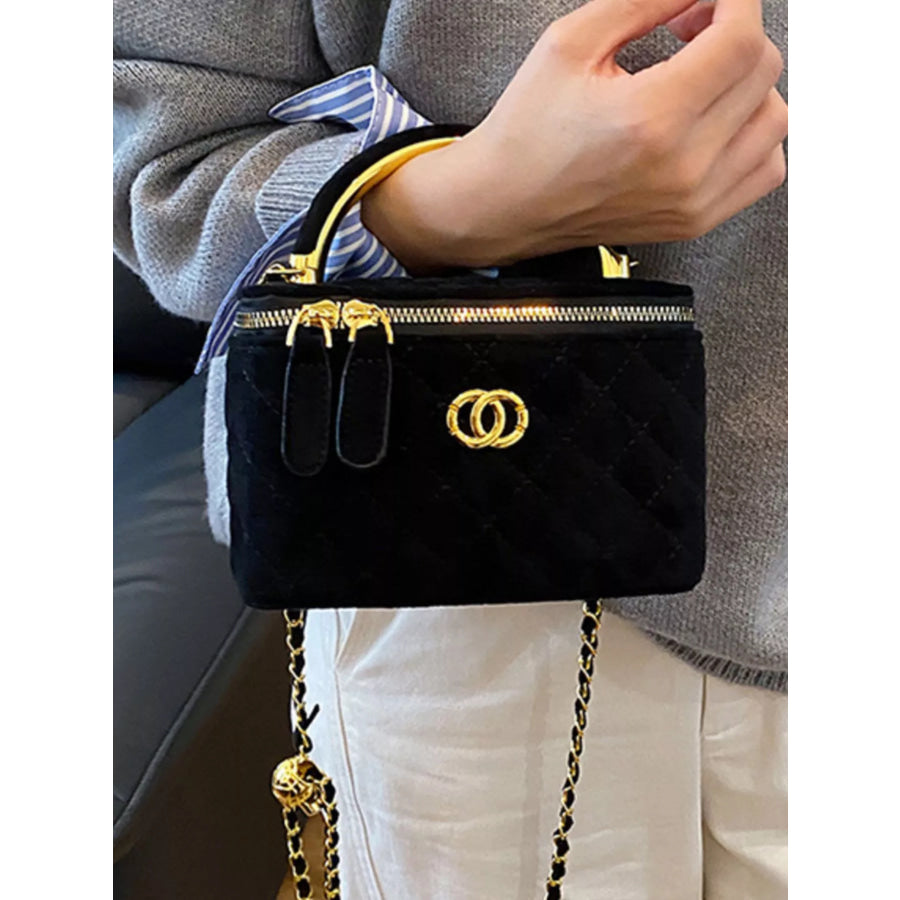 Quilted Top Handle Crossbody Bag Black / onesize Apparel and Accessories
