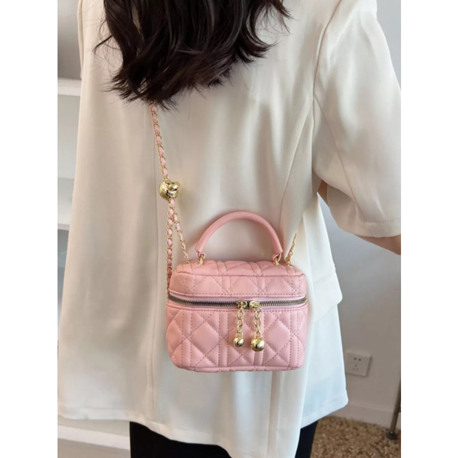 Quilted Top Handle Crossbody Bag Blush Pink / onesize Apparel and Accessories
