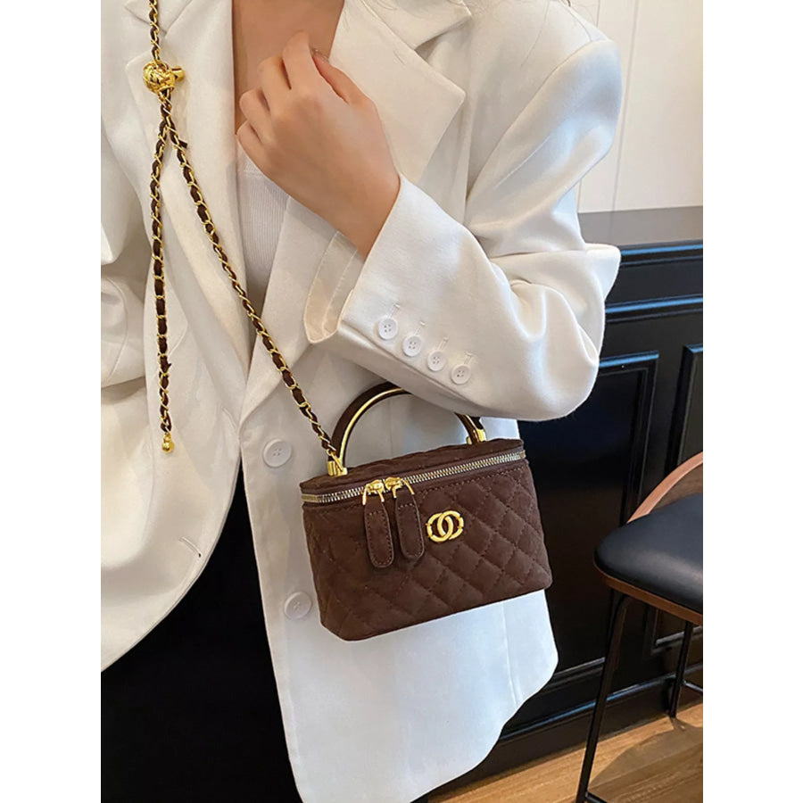 Quilted Top Handle Crossbody Bag Coffee Brown / onesize Apparel and Accessories