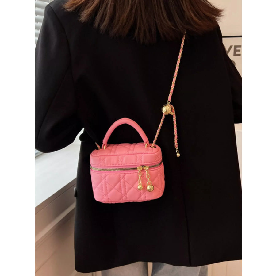 Quilted Top Handle Crossbody Bag Hot Pink / onesize Apparel and Accessories