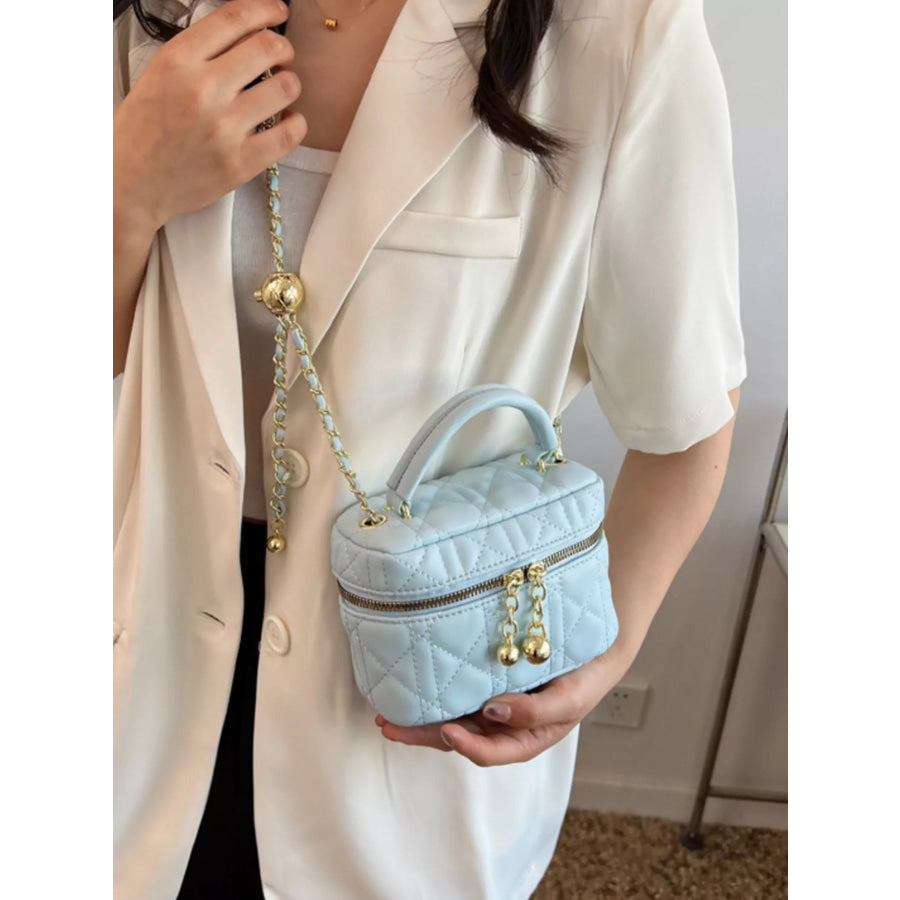 Quilted Top Handle Crossbody Bag Pastel Blue / onesize Apparel and Accessories