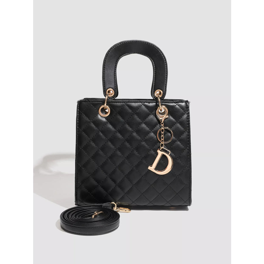 Quilted Top Handle Handbag Black / One Size Apparel and Accessories