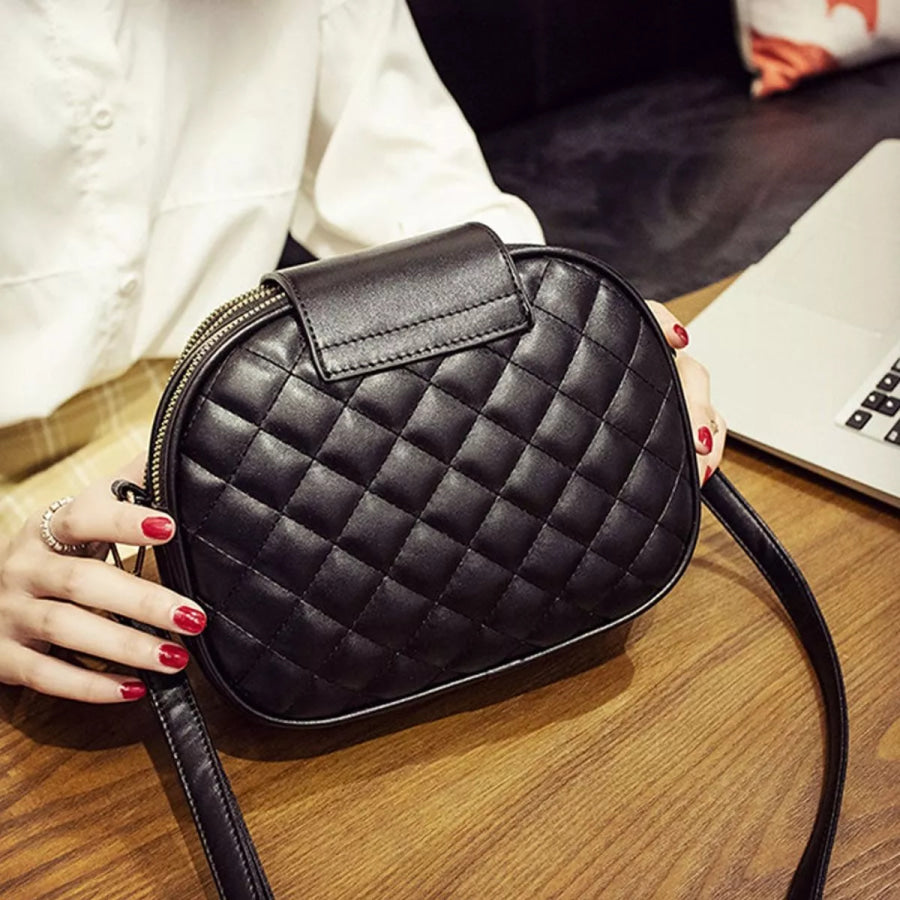 Quilted Turn-Lock Crossbody Bag Black / onesize Apparel and Accessories