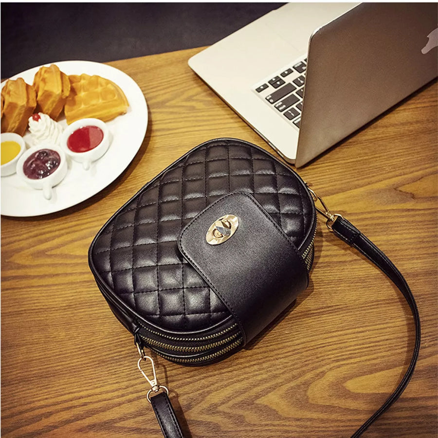 Quilted Turn-Lock Crossbody Bag Black / onesize Apparel and Accessories