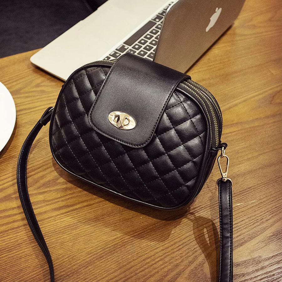 Quilted Turn-Lock Crossbody Bag Black / onesize Apparel and Accessories