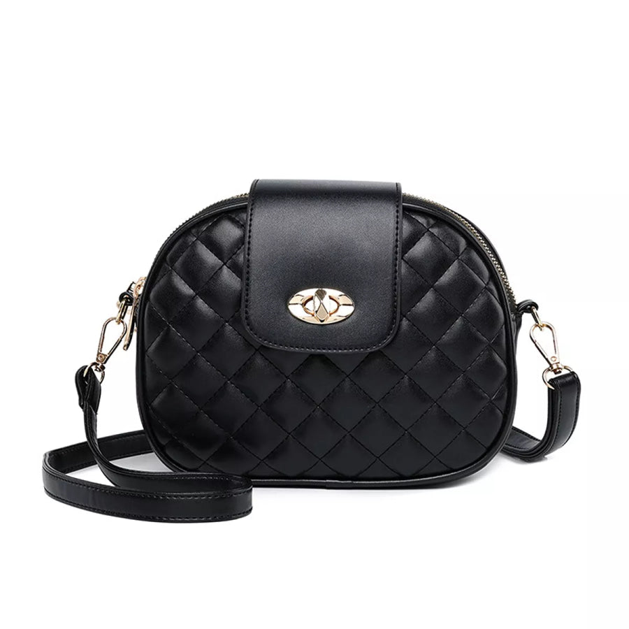 Quilted Turn-Lock Crossbody Bag Black / onesize Apparel and Accessories