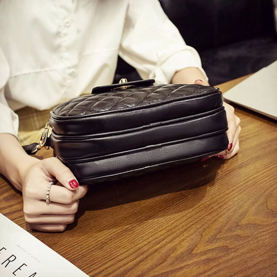 Quilted Turn-Lock Crossbody Bag Black / onesize Apparel and Accessories