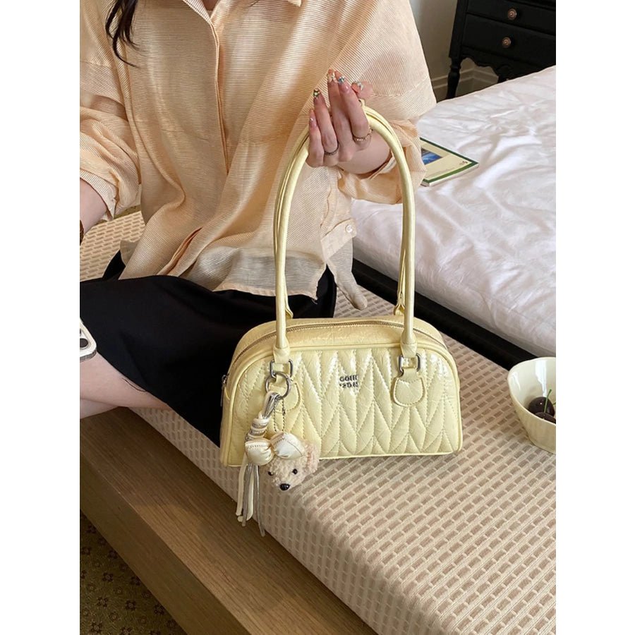 Quilted Zip Shoulder Bag Yellow / One Size Apparel and Accessories